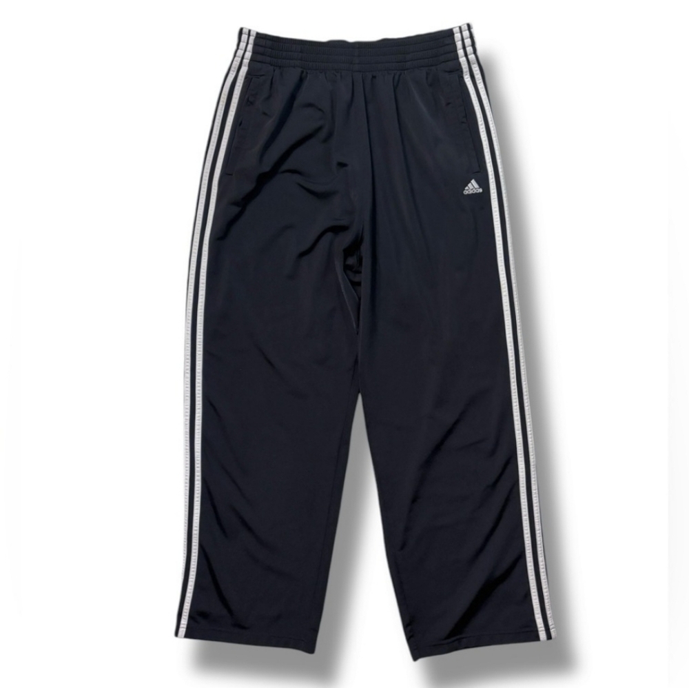 ADIDAS Three Stripe Tear Off Snap Warm Up Track Pants Black VINTAGE